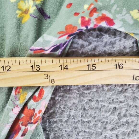 Mimi & Daphne Dress Womens Small Green Floral Button-Up 100% Viscose 3/4 Sleeves - Picture 5 of 8